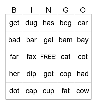 CVC Bingo Bonanza! Bingo Card