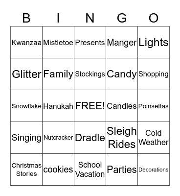 Holiday Bingo Card Bingo Card