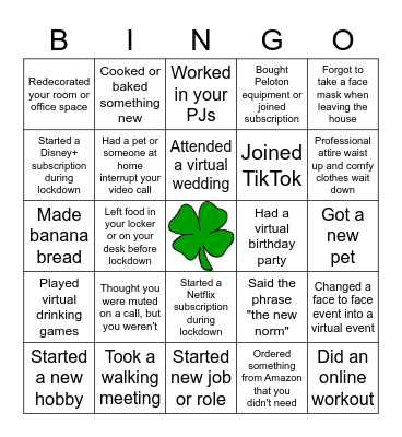 Icebreaker Bingo - Lockdown Edition! Bingo Card