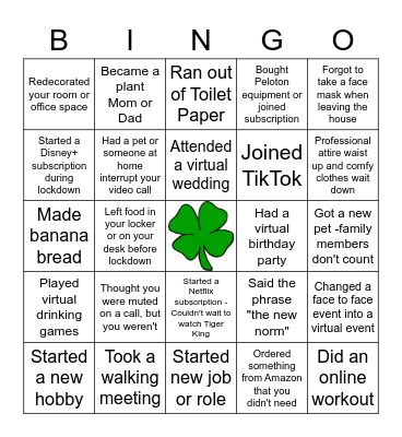 Icebreaker Bingo - Lockdown Edition! Bingo Card