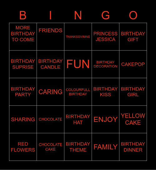 YASH BIRTHDAY APRTY Bingo Card