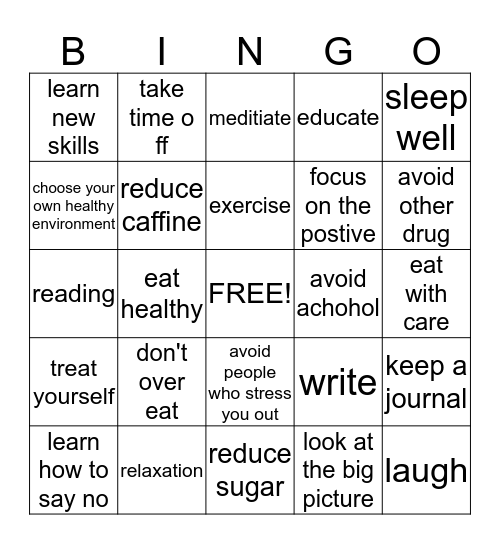 NO STRESS BINGO Card