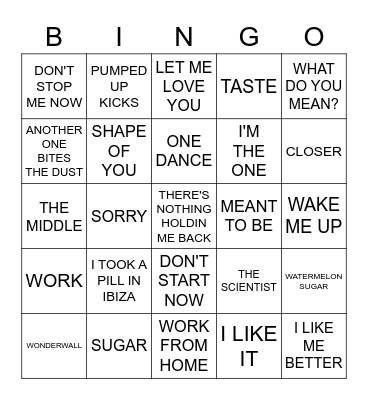 BILLION SPOTIFY STREAMS Bingo Card