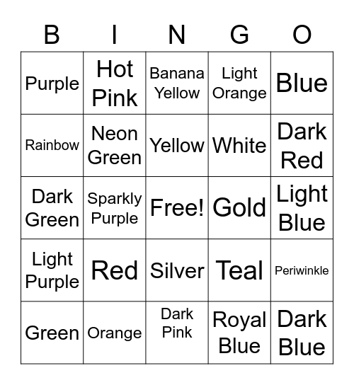 Rainbow Bingo Card