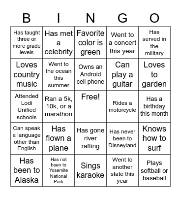 Find Someone Who? Bingo Card
