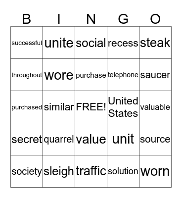Beau Bingo Card