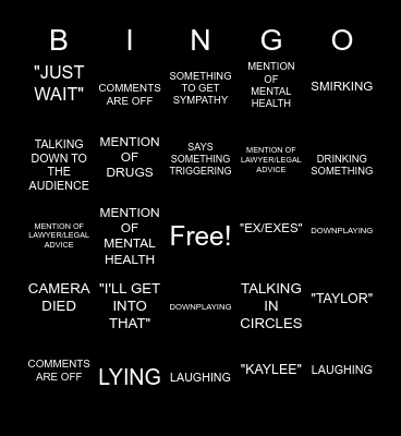 ANNA CAMPBELL BINGO Card