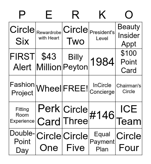InCircle Bingo Card
