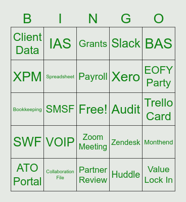 Business Services Bingo Card