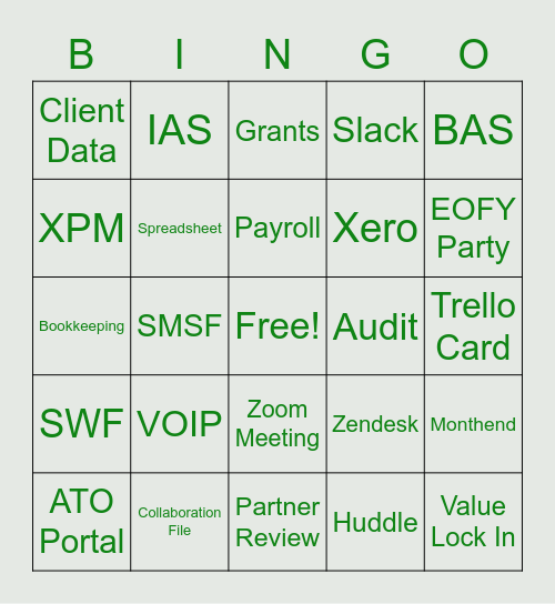 Business Services Bingo Card
