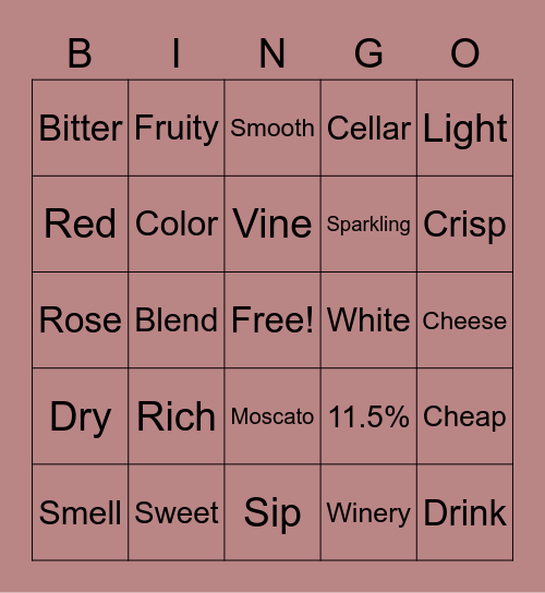 WINE BINGO Card