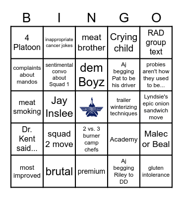RAD Wives Bingo! Bingo Card