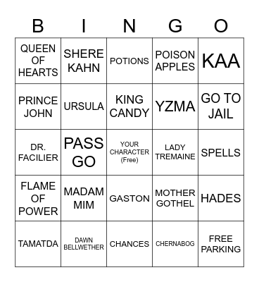 VILLAIN MONOPOLY Bingo Card