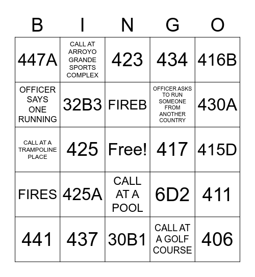 Dispatch Olympics Bingo Card