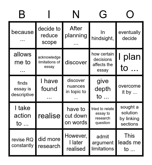 RPPF Bingo Card