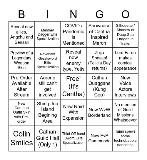 Jagic's EoD Announcement Bingo Card Bingo Card