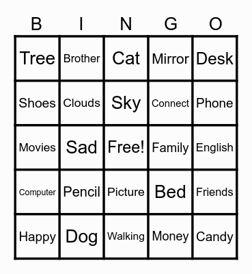 Spanglish Bingo Card