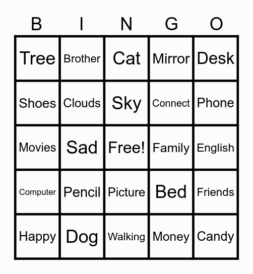 Spanglish Bingo Card