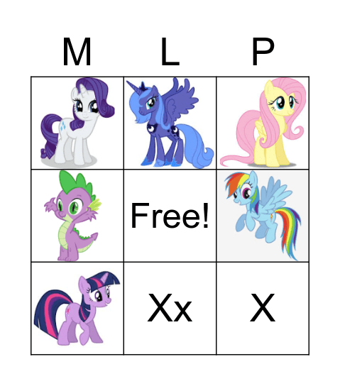 My Little Pony Bingo Card