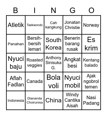 Sangyeon Bingo Card