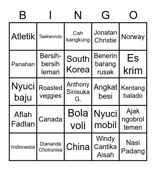 Sangyeon Bingo Card