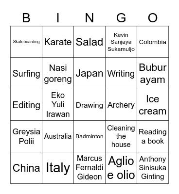 ROSIE's Bingo Card