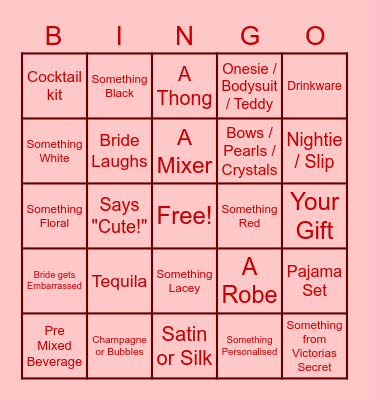 Jessie's Bridal Shower BINGO! Bingo Card