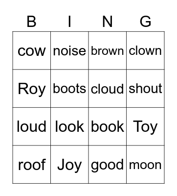 Phonics U4-6 Bingo Card