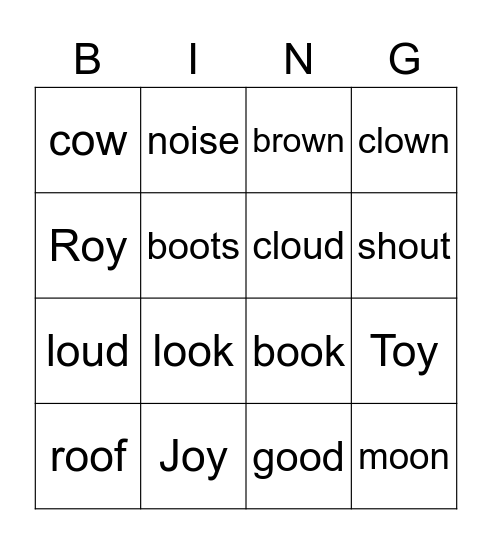 Phonics U4-6 Bingo Card