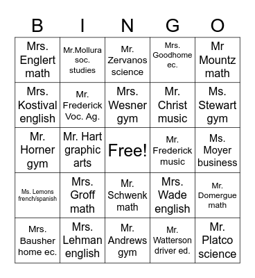 TVHS BINGO-3 Bingo Card