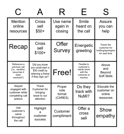 Mentor BINGO Card