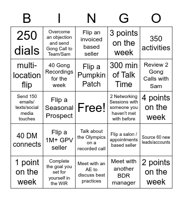 Days of Summer Bingo Card