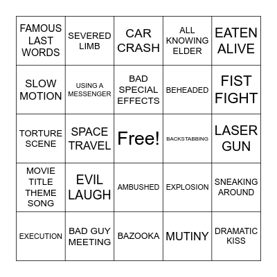 Virtual BingoFlix: Post Apocalyptic Commando Shark (2018, NR) Bingo Card