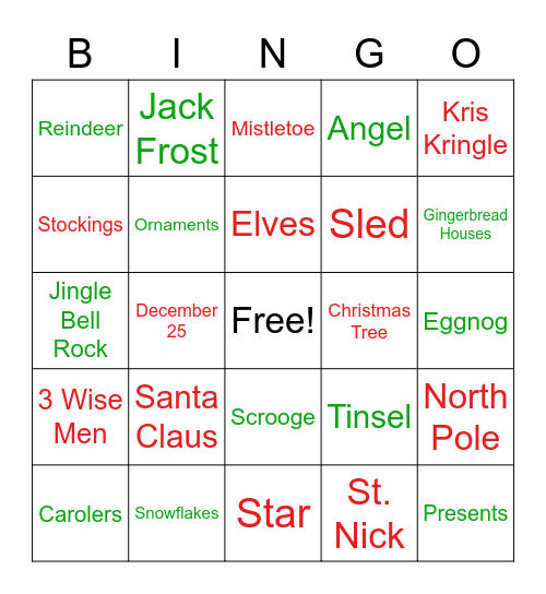 Christmas in July Bingo Card