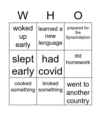 Find someone who Bingo Card