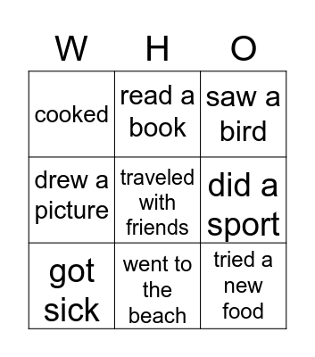 Find someone who Bingo Card