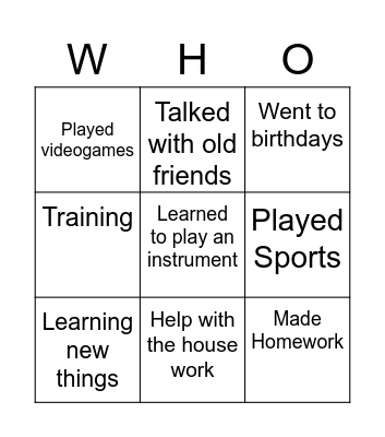 Find someone who Bingo Card