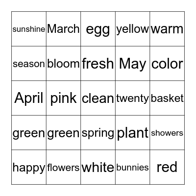 Spring Bingo Card