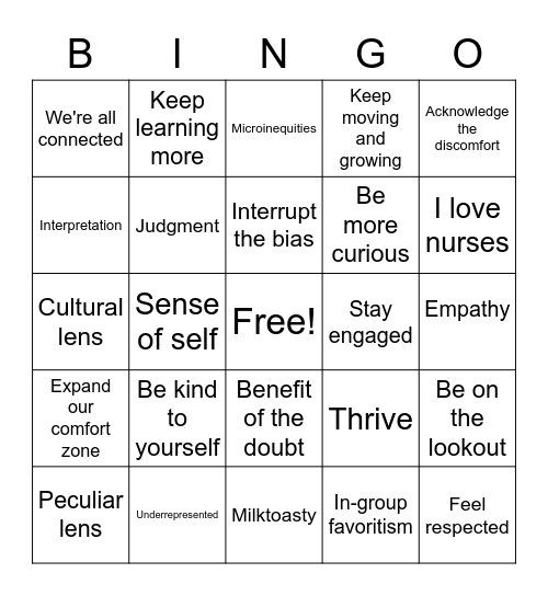 DEI BINGO Card