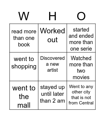 Find someone who Bingo Card