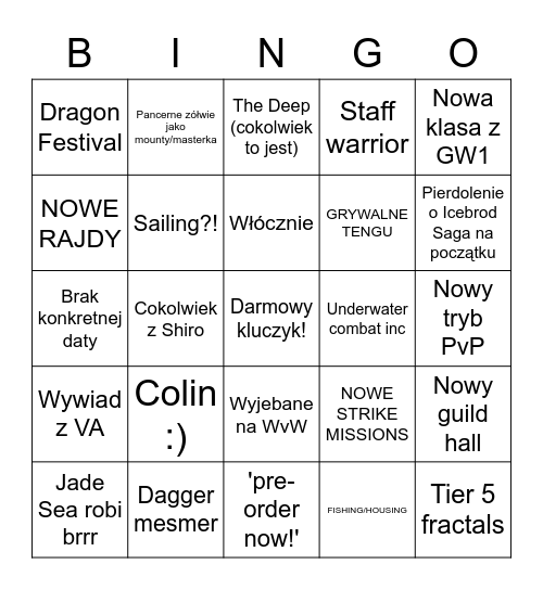 End of Dragons IN YOUR FACE Bingo Card