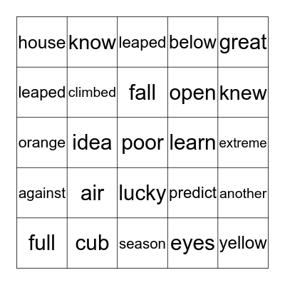 B   I   N   G   O Bingo Card