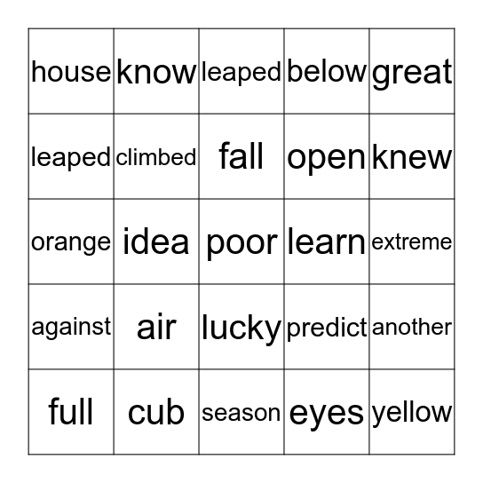 B   I   N   G   O Bingo Card