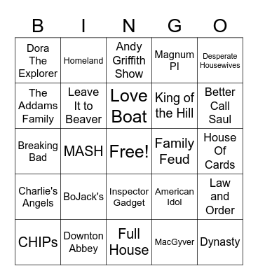 TV - Theme Songs Bingo Card