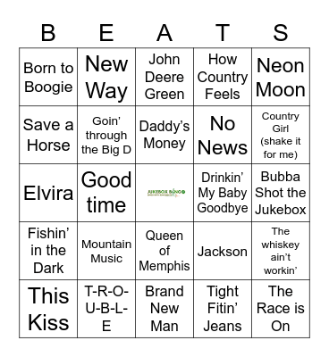 JukeBox Bingo Country Bingo Card
