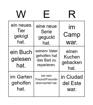 Finde jemand der... Bingo Card