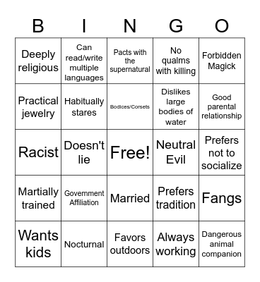 Veyha Bingo Card