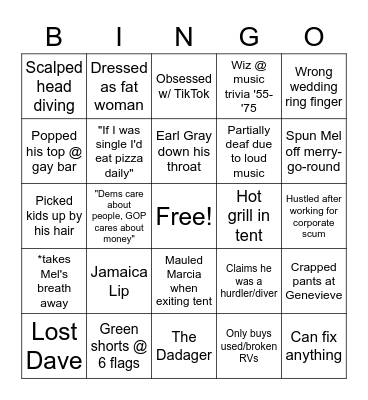 Dennis Bingo Card