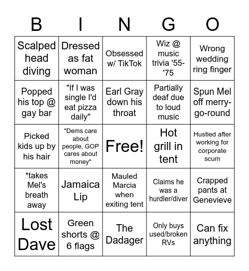 Dennis Bingo Card