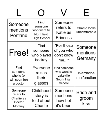 Heller Wedding Bingo Card
